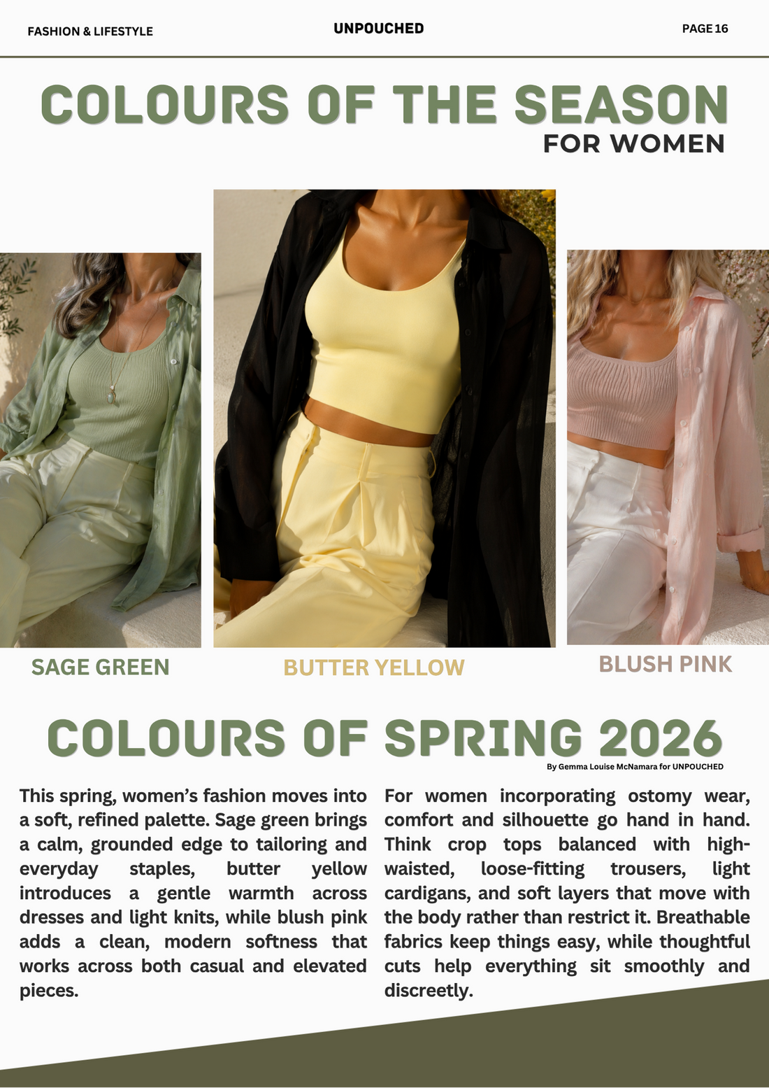 FASHION TIPS - ISSUE 01 - COLOURS OF THE SEASON FOR WOMEN - SPRING 2026 OSTOMY TIPS