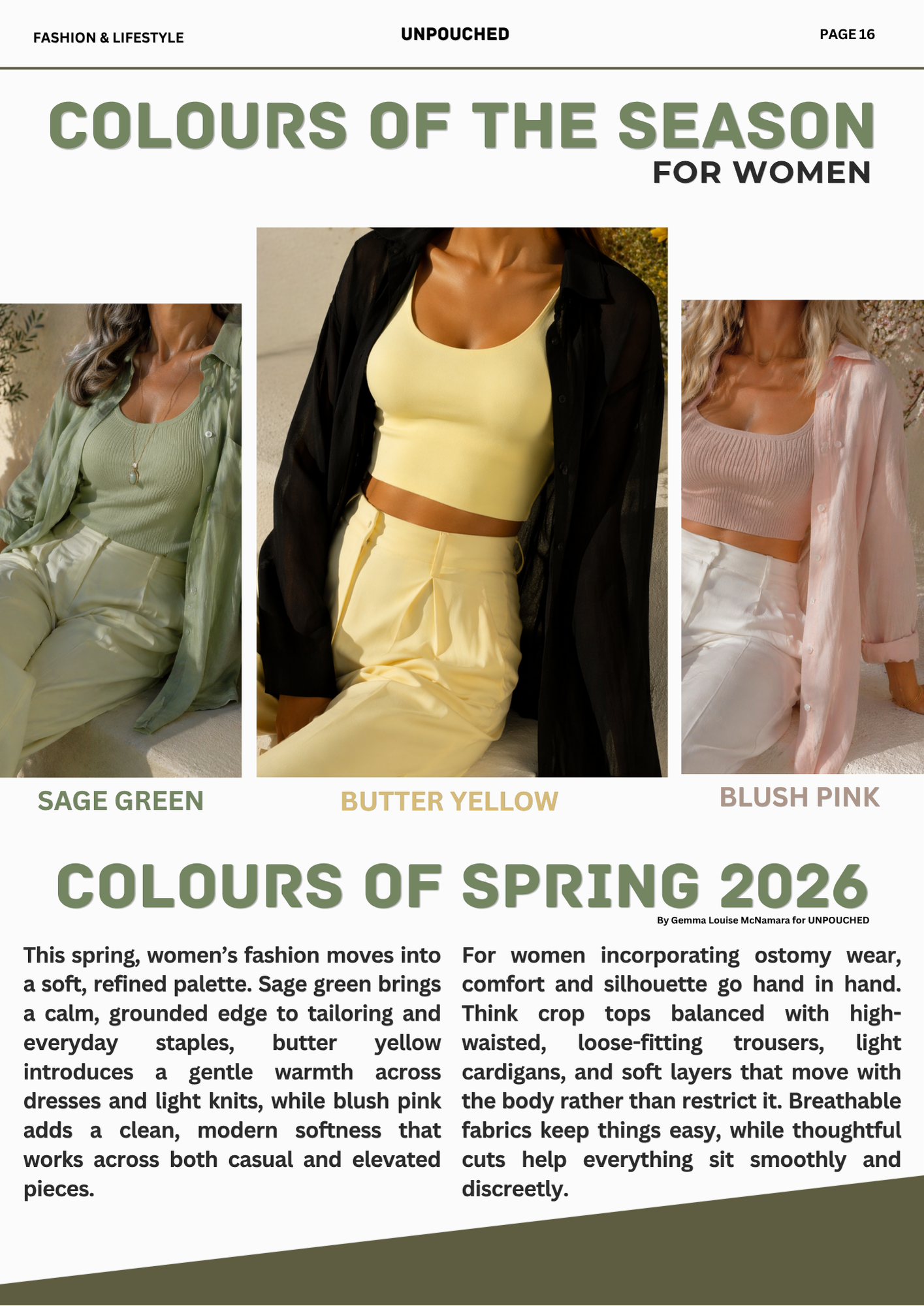 FASHION TIPS - ISSUE 01 - COLOURS OF THE SEASON FOR WOMEN - SPRING 2026 OSTOMY TIPS